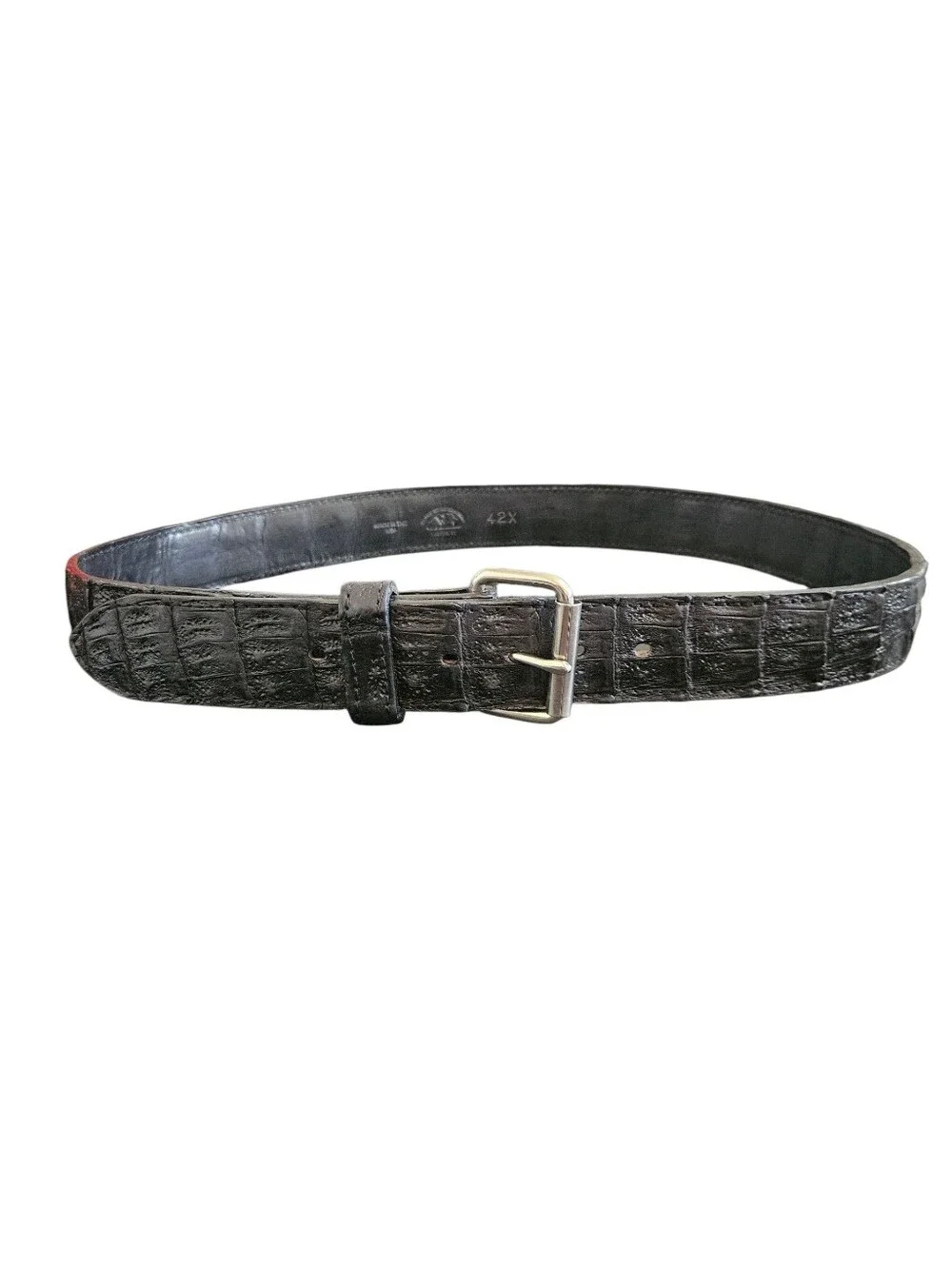 Black Hills Leather Men's Black Exotic Crocodile Skin Leather Belt Size 42X